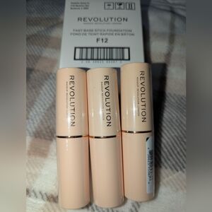 Lot of 3.  Revolution Stick Foundation, shade F12. New, sealed.